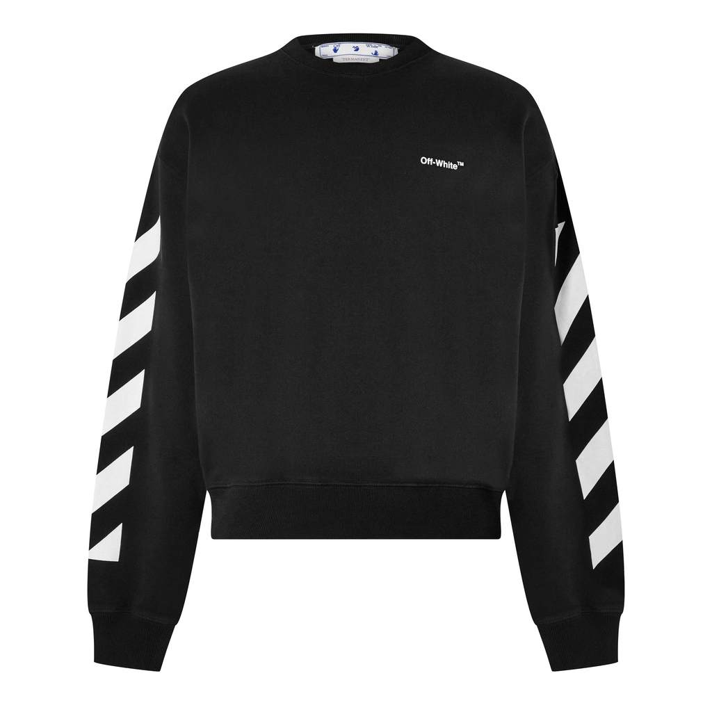 Off White Diagonal Helvetica Crew Sweatshirt - Black 1001
